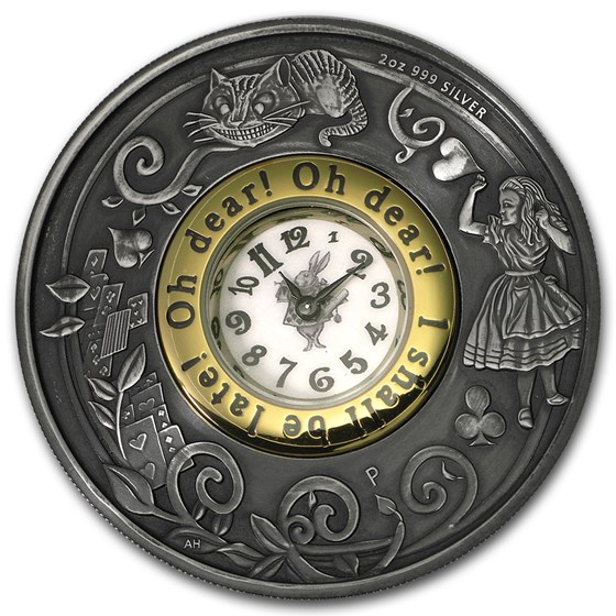 2015 Australia 2 oz Silver Alice in Wonderland Antiqued (Clock) 2015 Australia 2 oz Silver Alice in Wonderland Antiqued (Clock)
